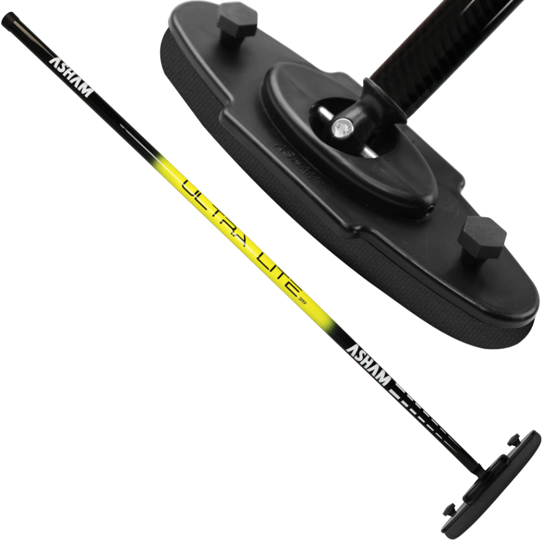 Asham V2 Ultra Lite Tapered Gripped Handle Curling Broom - Broomfitters