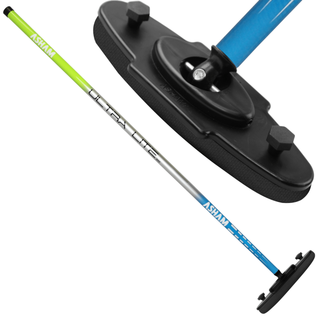 Asham V2 Ultra Lite Tapered Gripped Handle Curling Broom - Broomfitters