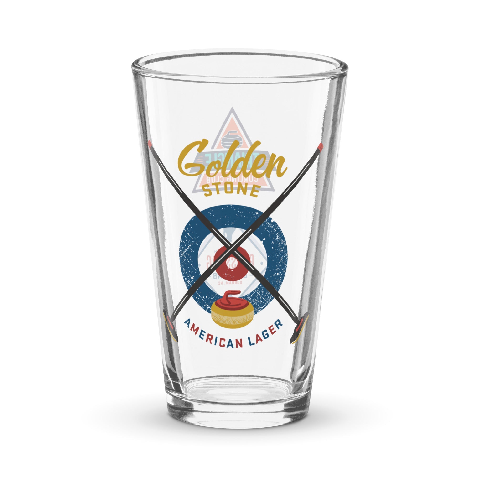 The Golden Stone with Triangle Curling & The Glass Jug Club Shaker pint glass - Broomfitters
