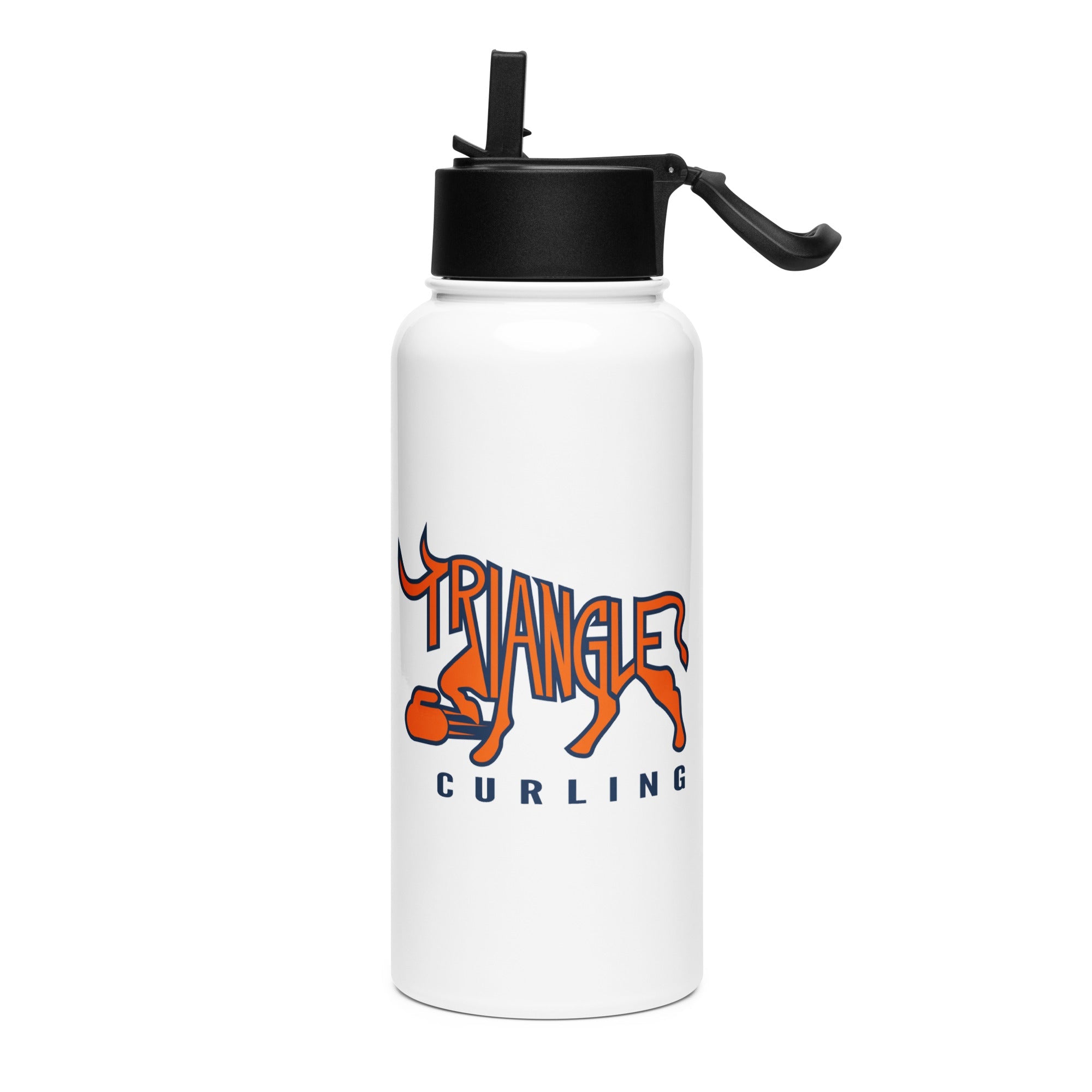 Triangle Curling Club Stainless steel water bottle with a straw lid - Broomfitters