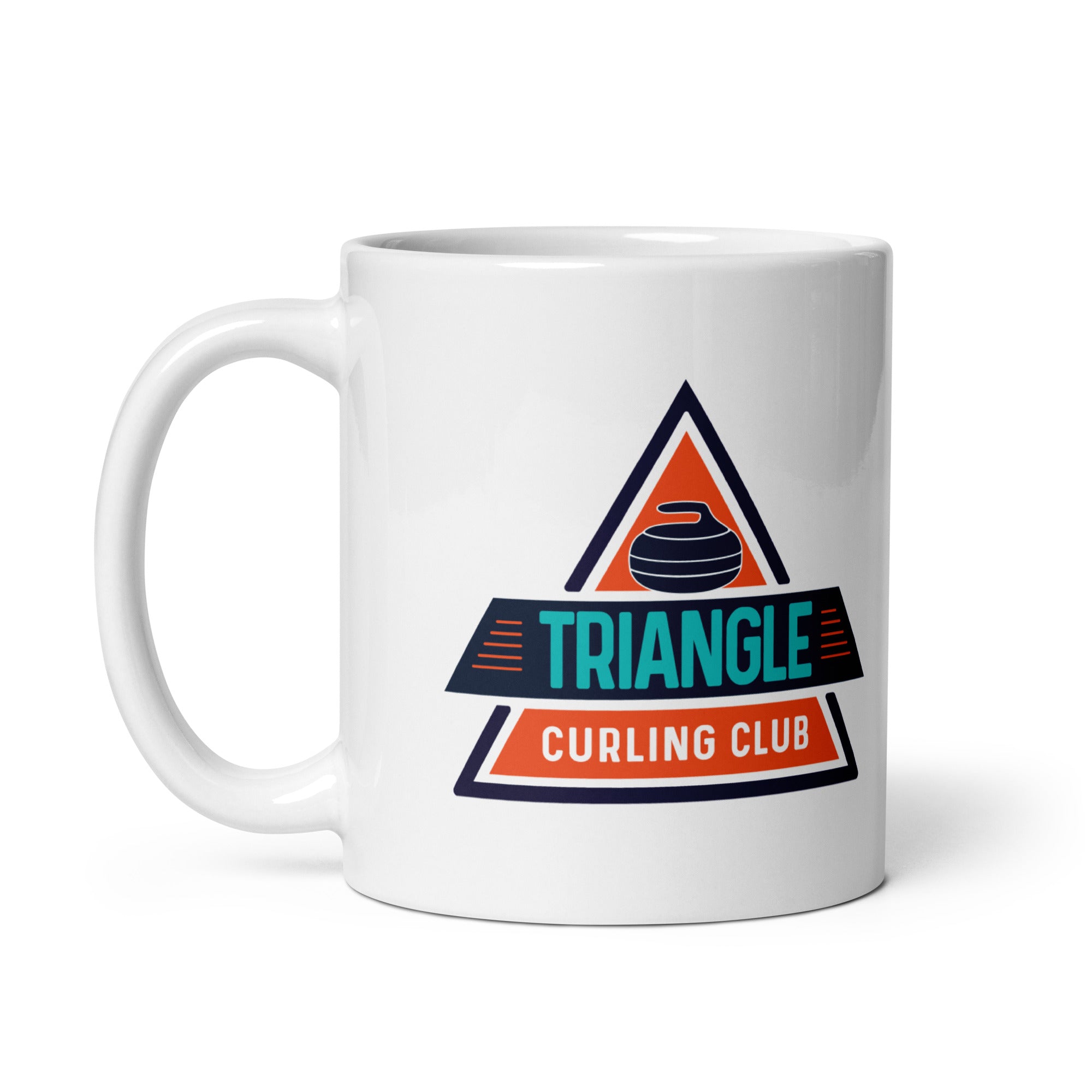 Triangle Curling White glossy mug - Broomfitters
