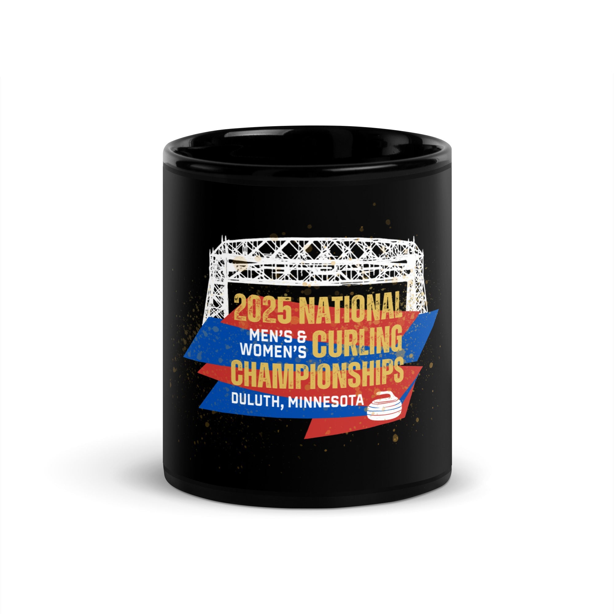 2025 NATIONAL CURLING CHAMPIONSHIP - DULUTH MINNESOTA Black Glossy Mug - Broomfitters