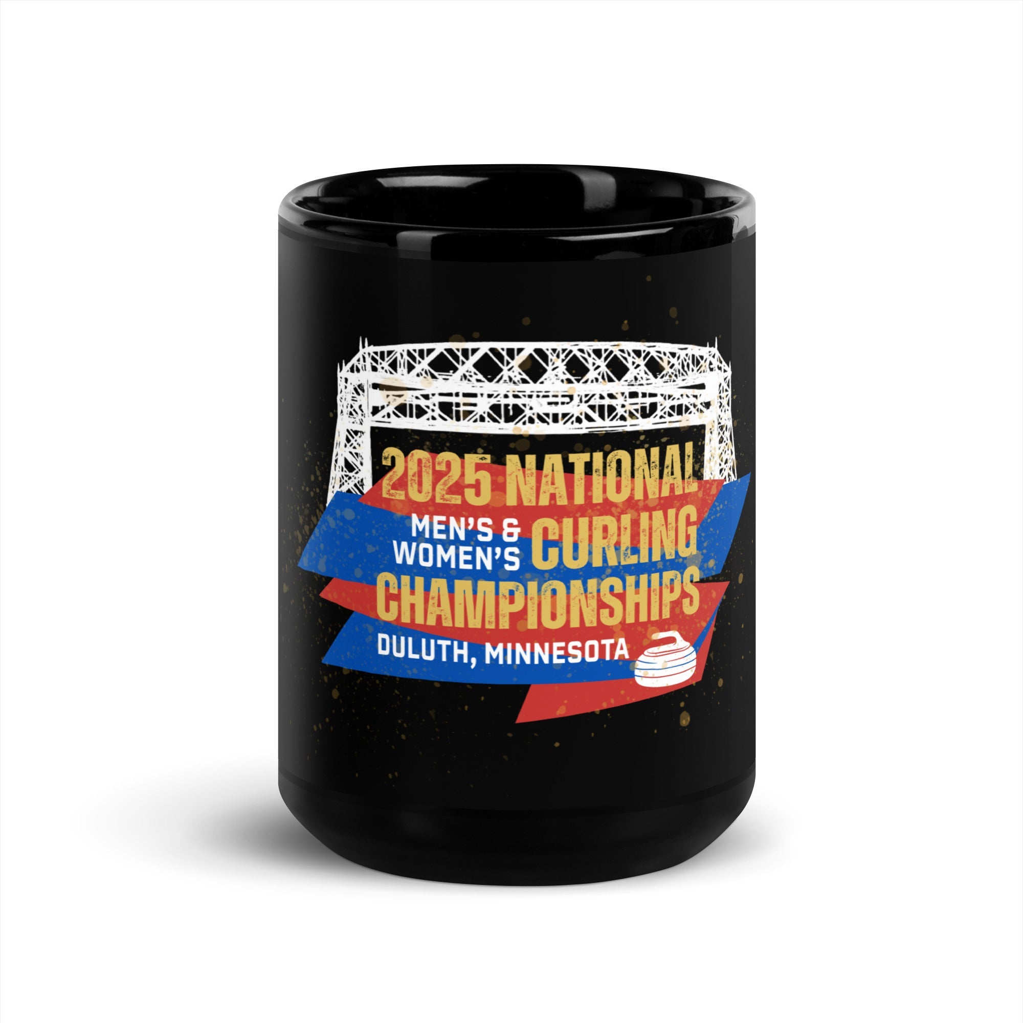 2025 NATIONAL CURLING CHAMPIONSHIP - DULUTH MINNESOTA Black Glossy Mug - Broomfitters