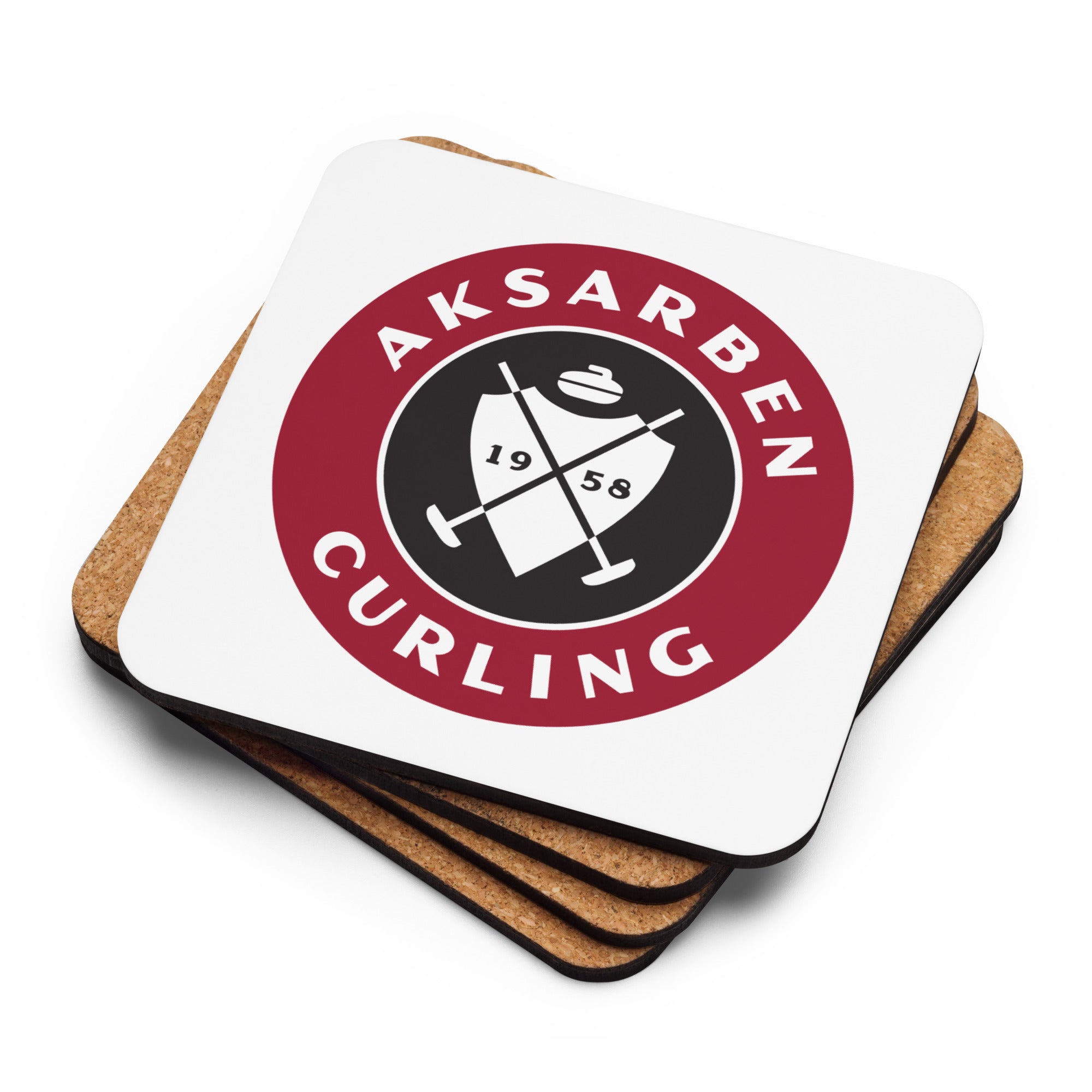 Aksarben Curling Cork-back coaster - Broomfitters