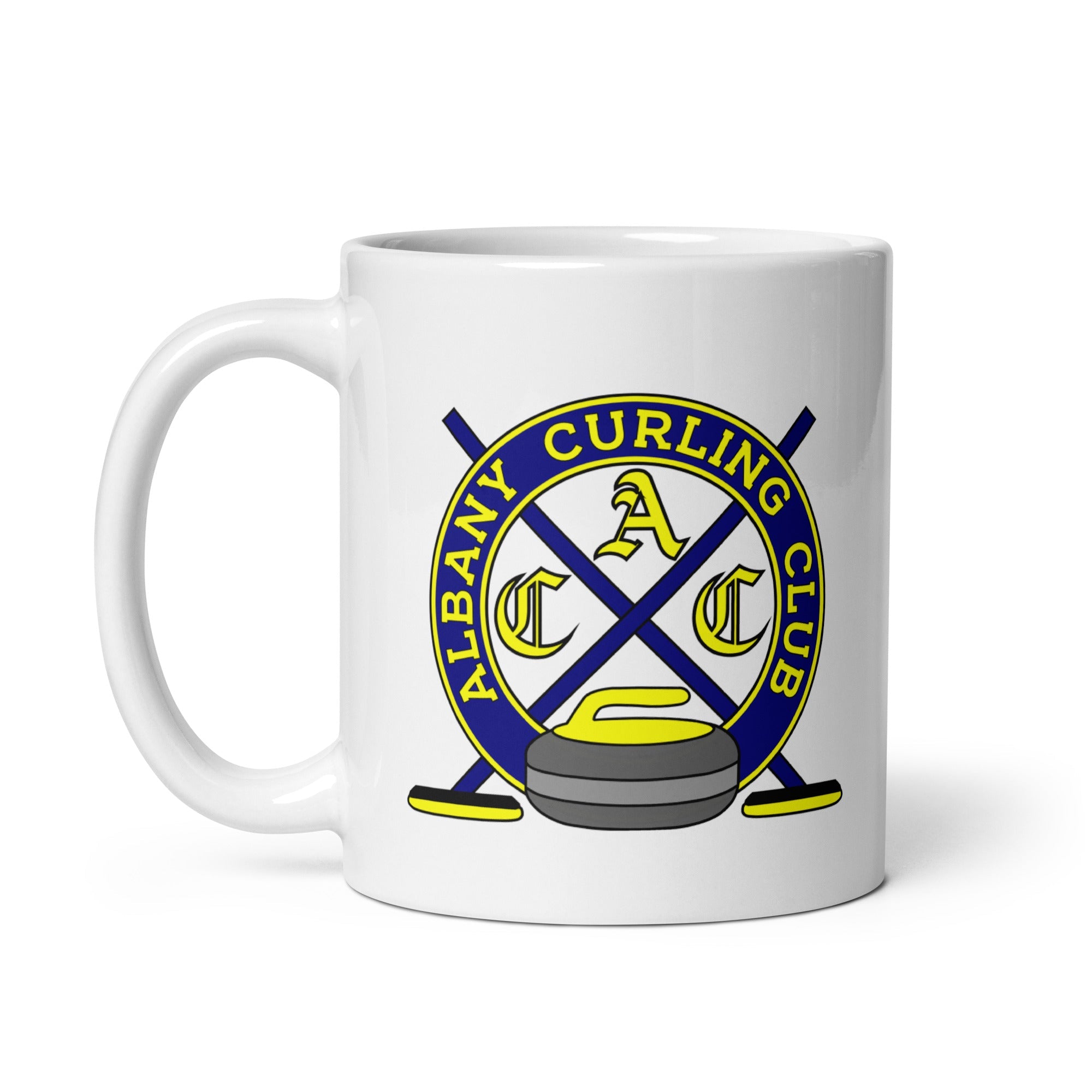 Albany Curling Club White glossy mug - Broomfitters