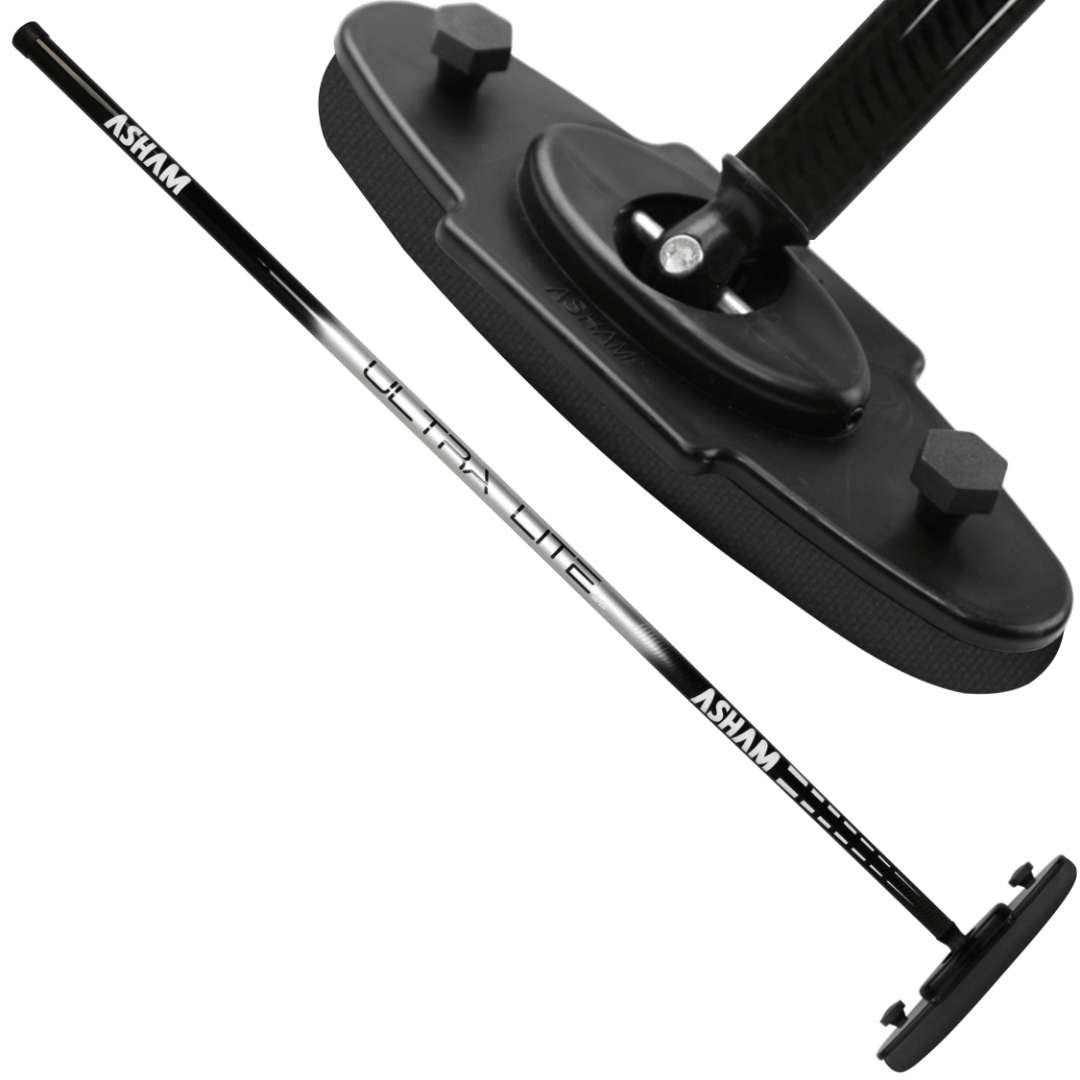 Asham V2 Ultra Lite Tapered Gripped Handle Curling Broom - Broomfitters