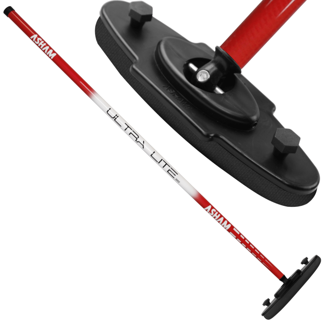 Asham V2 Ultra Lite Tapered Gripped Handle Curling Broom - Broomfitters