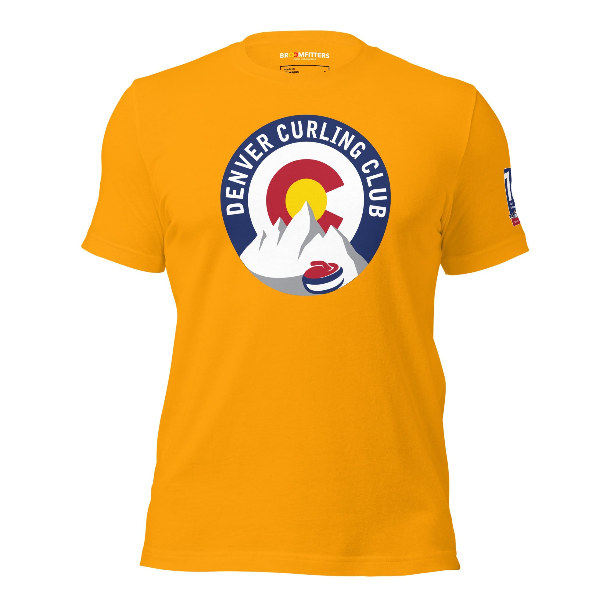 Denver Curling Club T-shirt with 10th Anniversary Sleeve - Broomfitters