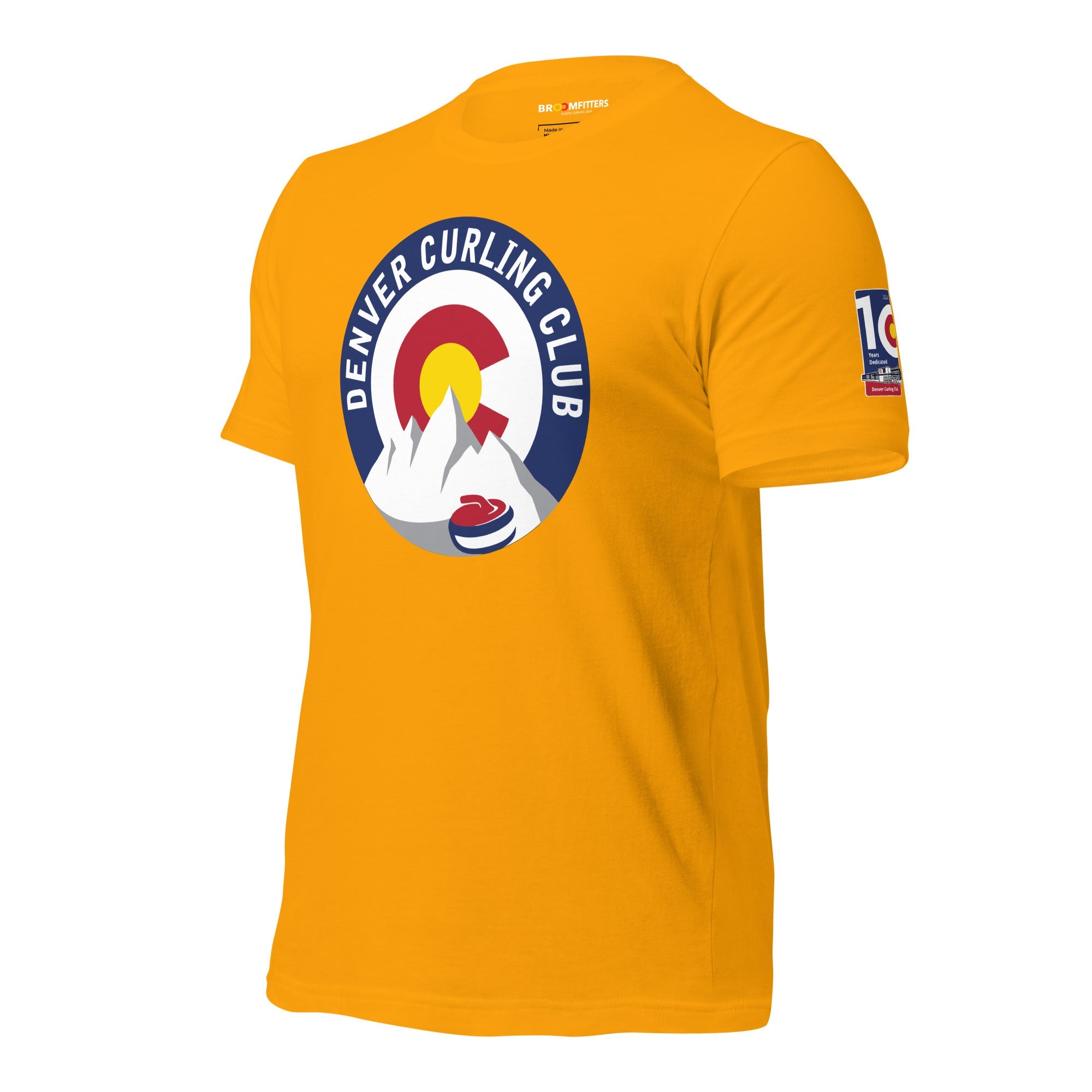 Denver Curling Club T-shirt with 10th Anniversary Sleeve - Broomfitters