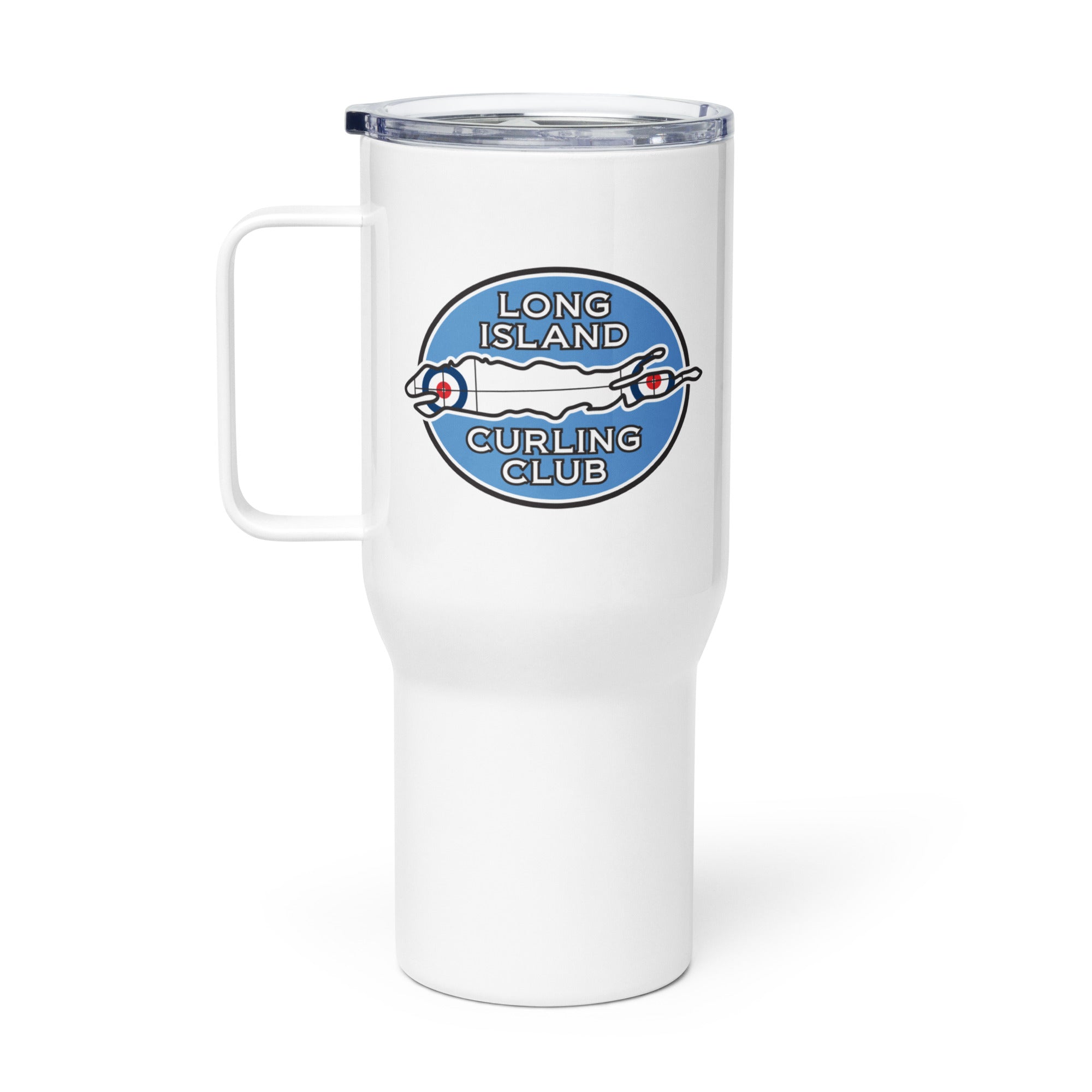 Long Island Curling Club Travel mug with a handle - Broomfitters