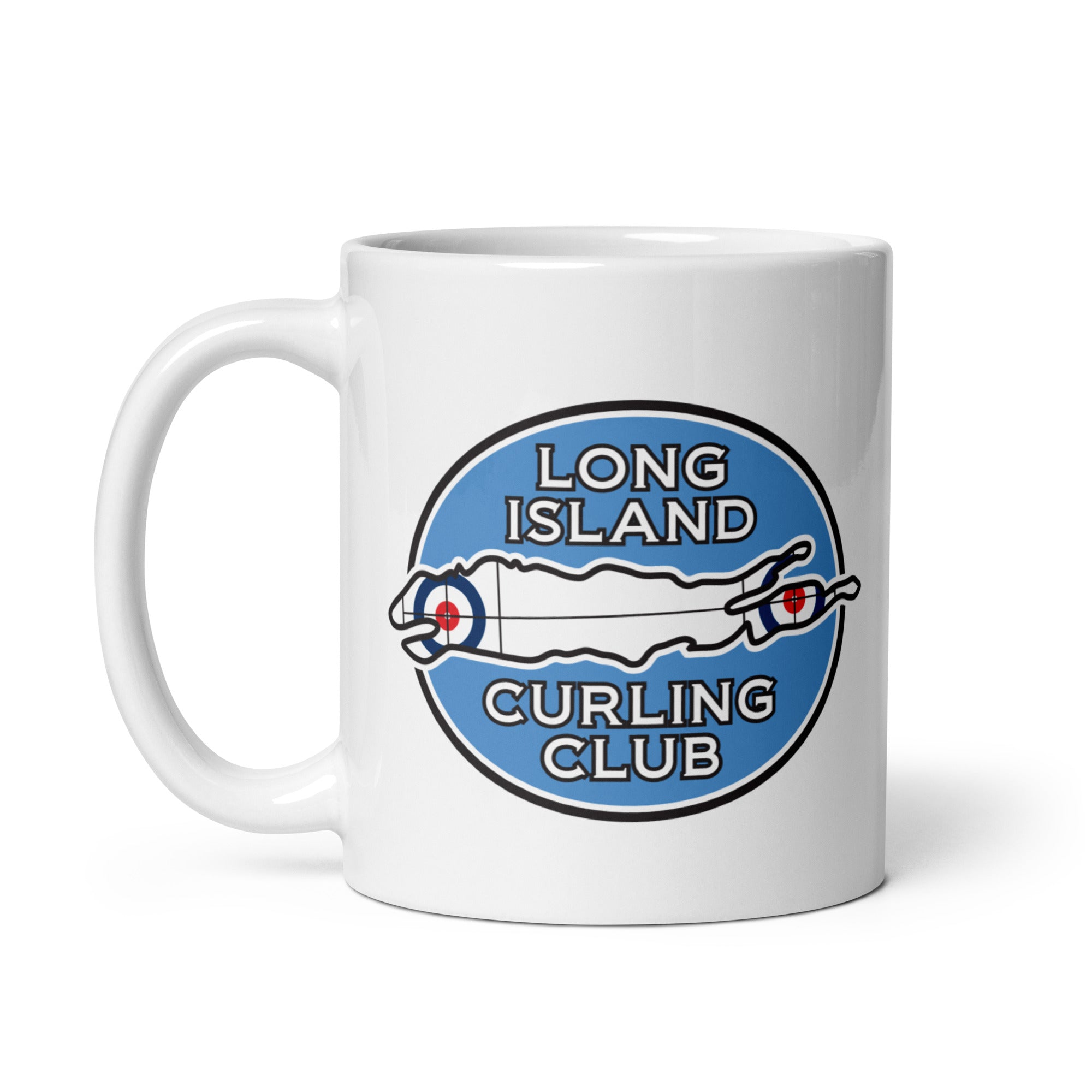 Long Island Curling Club White glossy mug - Broomfitters