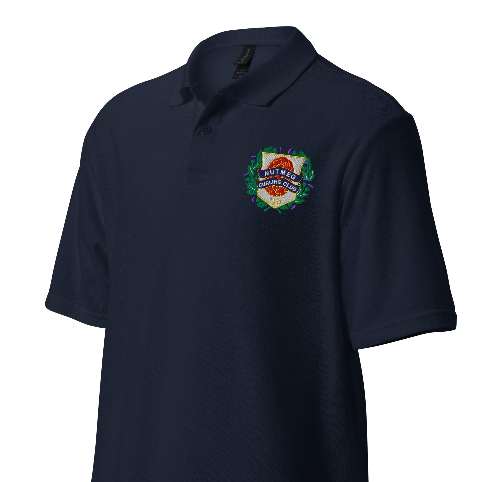 Nutmeg Curling Club Unisex pique polo shirt - Broomfitters