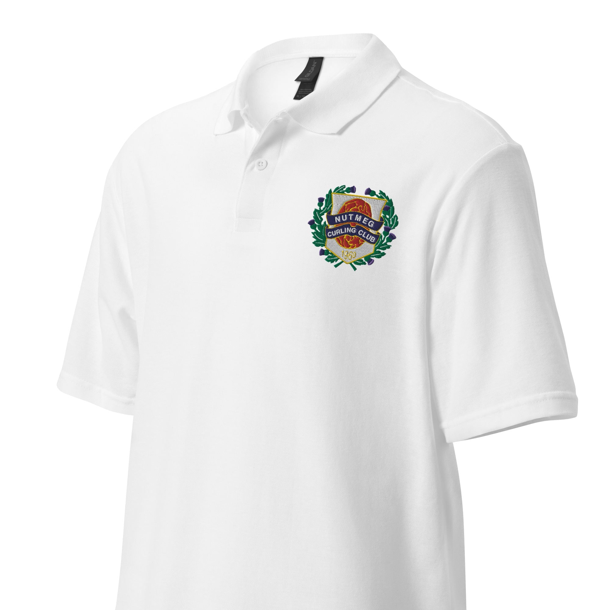 Nutmeg Curling Club Unisex pique polo shirt - Broomfitters