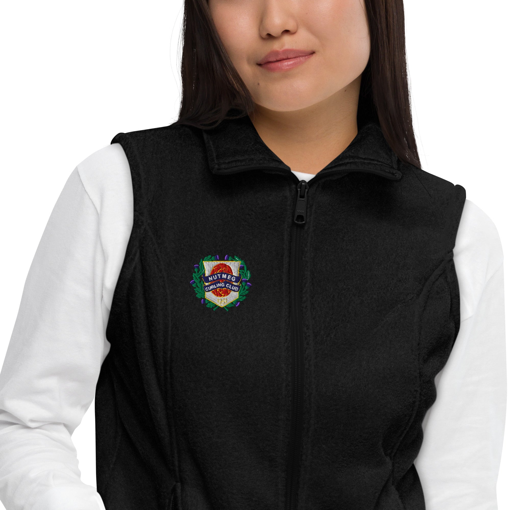 Nutmeg Curling Club Women’s Columbia® fleece vest - Broomfitters