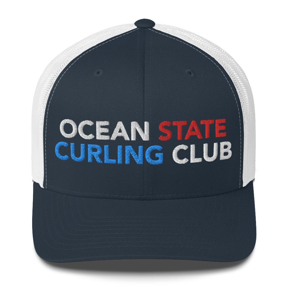 Ocean State Curling Text Trucker Cap - Broomfitters