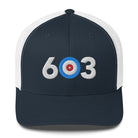 603 Area Code - New Hampshire Curling Club Trucker Cap - Broomfitters