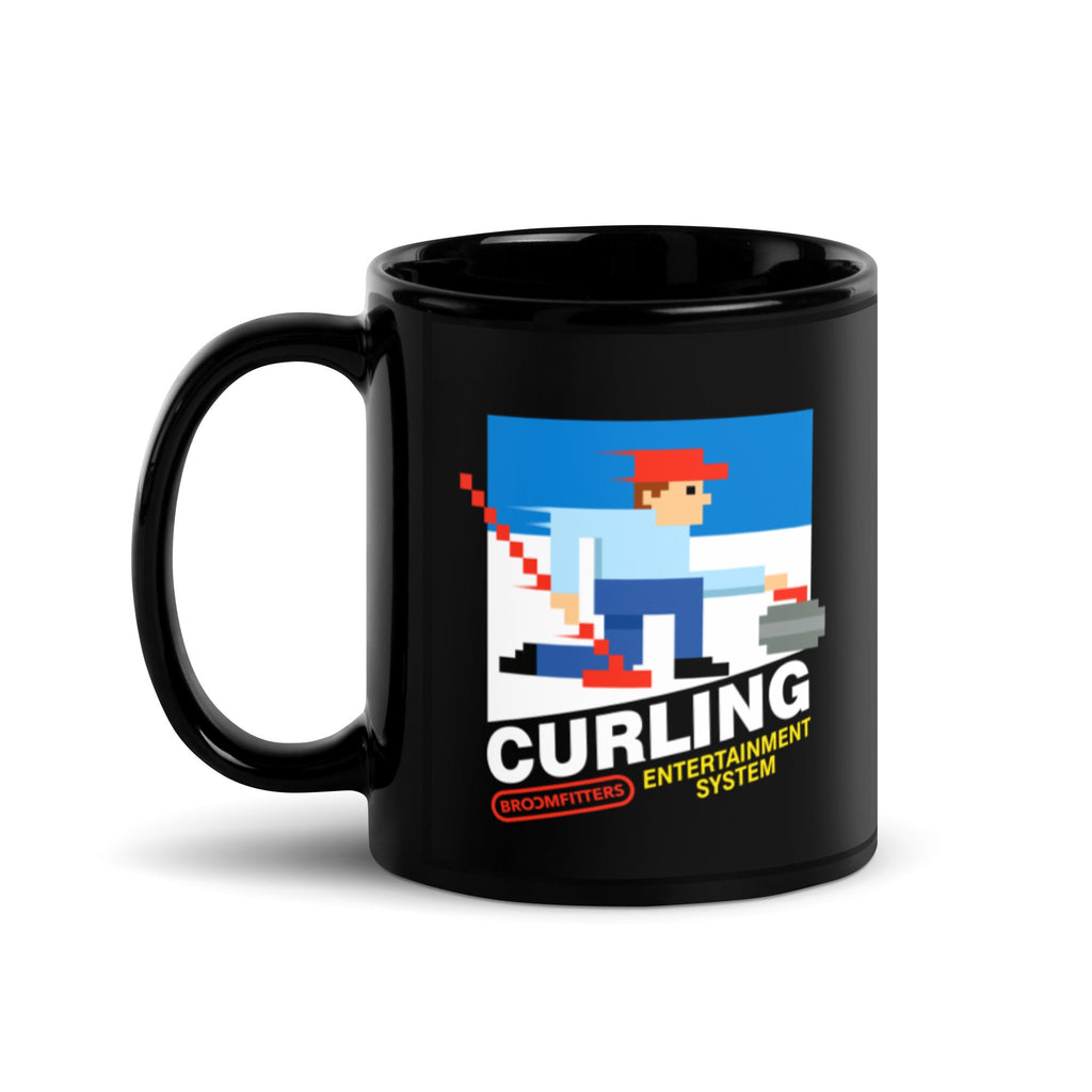 8-Bit Curling Black Glossy Mug - Broomfitters