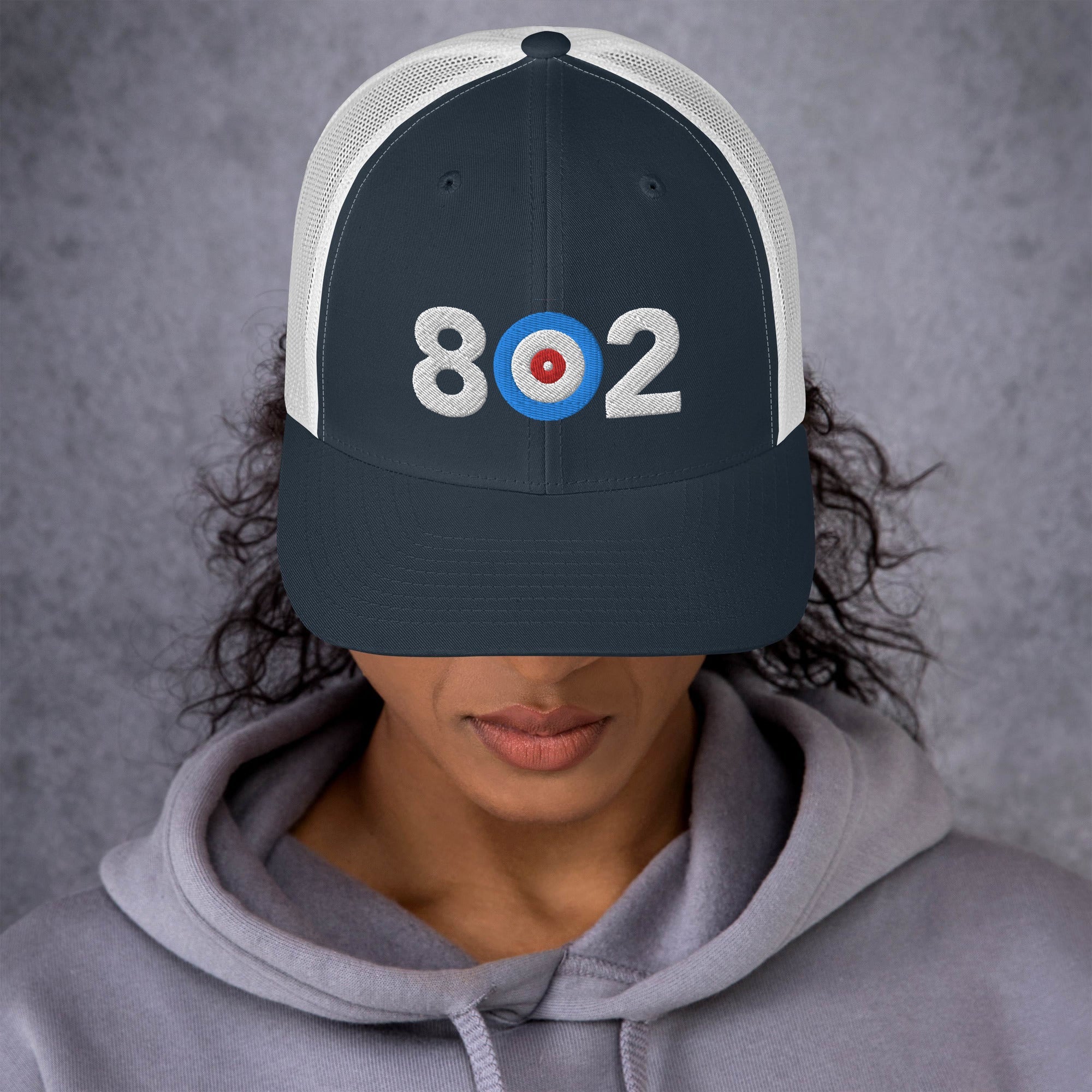 802 Area Code - Vermont Curling Club Trucker Cap - Broomfitters