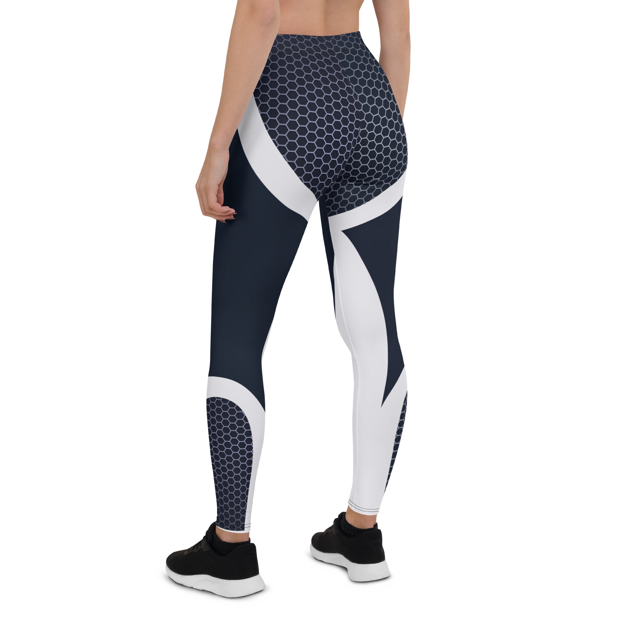 Beehive Geometric Leggings Navy Blue - Broomfitters