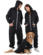 Black and White Adult Footless Hoodie Onesie - Broomfitters