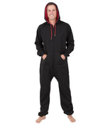 Black & Red Adult Footless Hoodie Onesie - Broomfitters