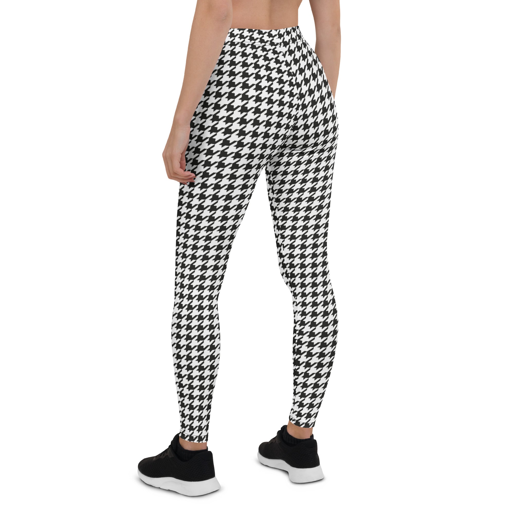 Black & White Houndstooth Print Leggings - Broomfitters