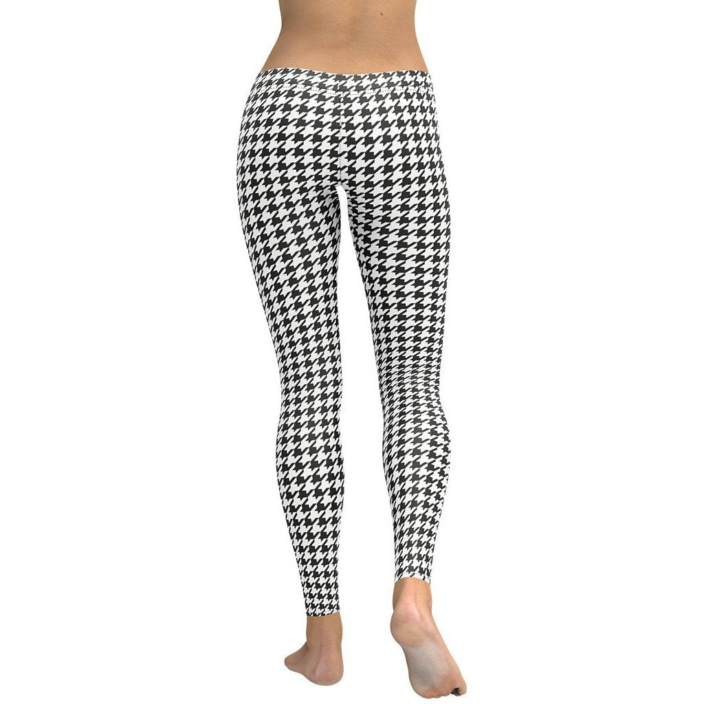 Black & White Houndstooth Print Leggings - Broomfitters