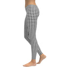 Black & White Houndstooth Print Leggings - Broomfitters