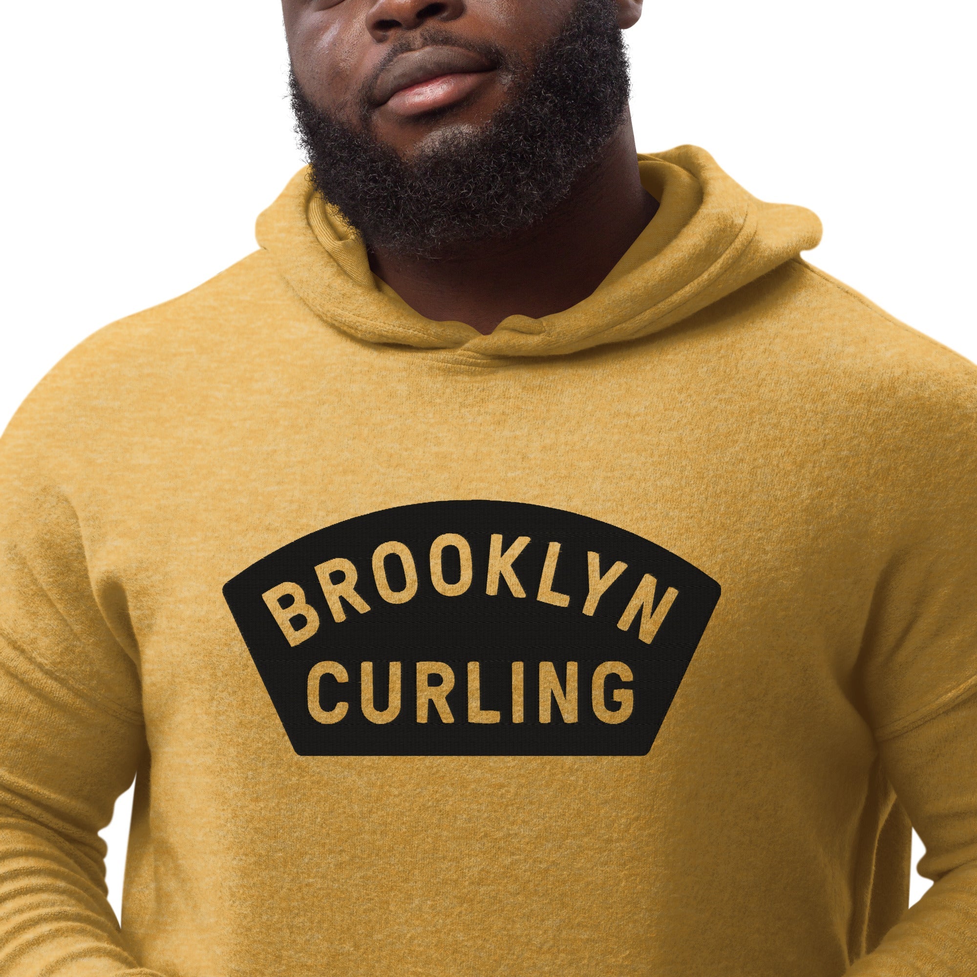 Brooklyn Curling Shield - Unisex sueded fleece hoodie - Broomfitters