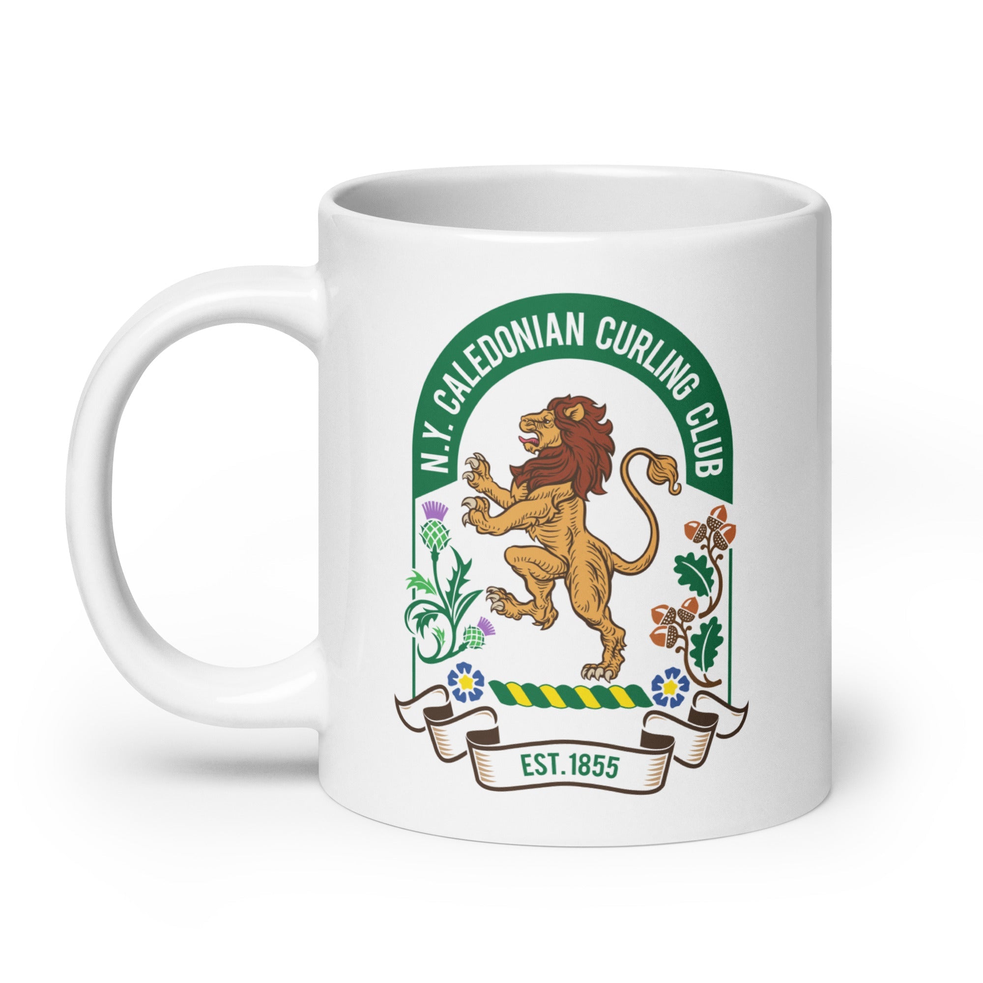 Caledonian Curling Club White glossy mug - Broomfitters