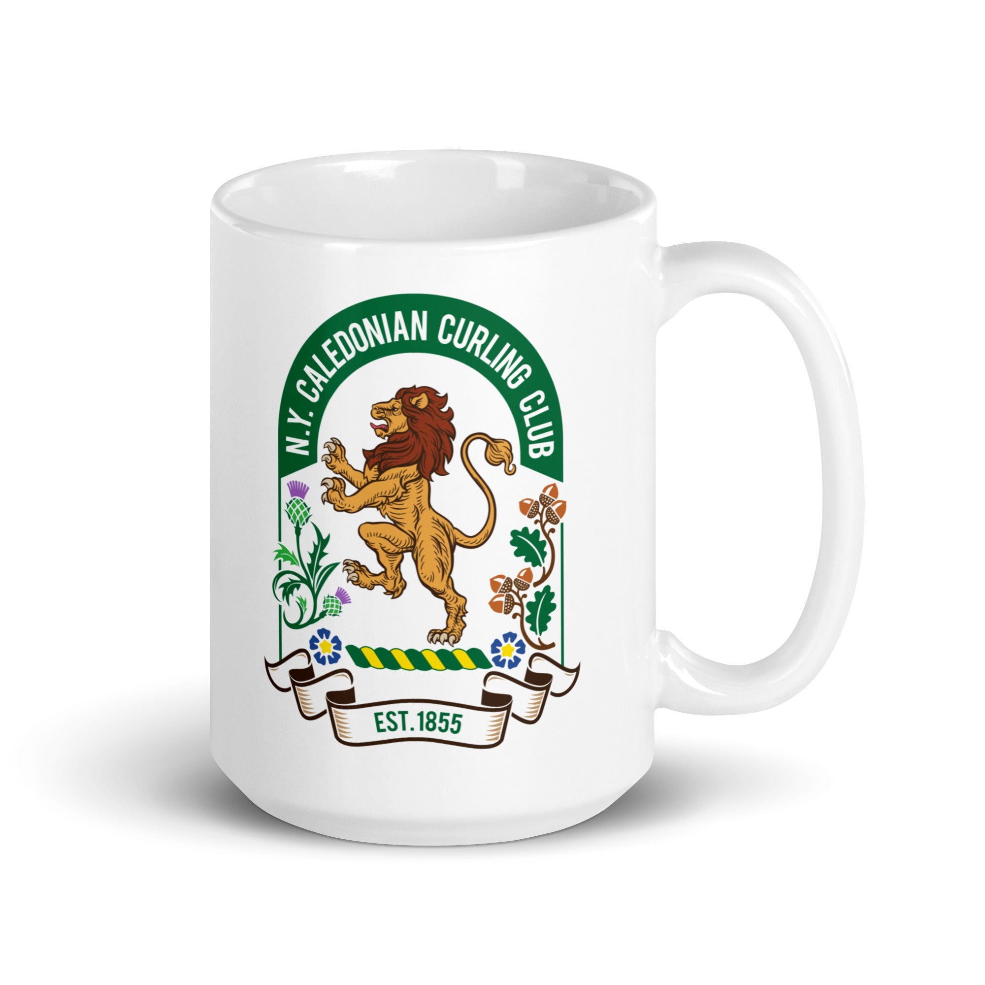 Caledonian Curling Club White glossy mug - Broomfitters