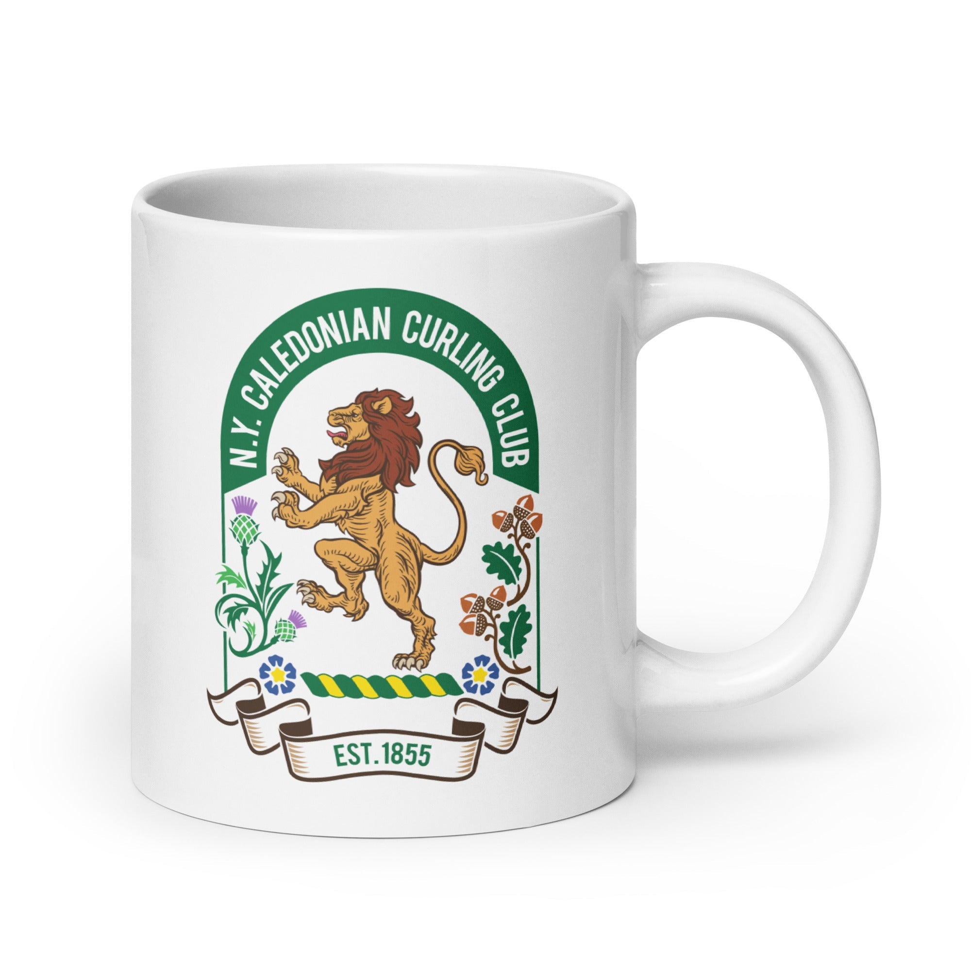 Caledonian Curling Club White glossy mug - Broomfitters