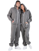 Charcoal Gray Adult Footless Hoodie Onesie - Broomfitters