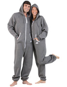 Charcoal Gray Adult Footless Hoodie Onesie - Broomfitters