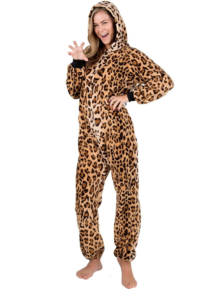 Cheetah Spots Adult Hoodie Footless Chenille - Broomfitters