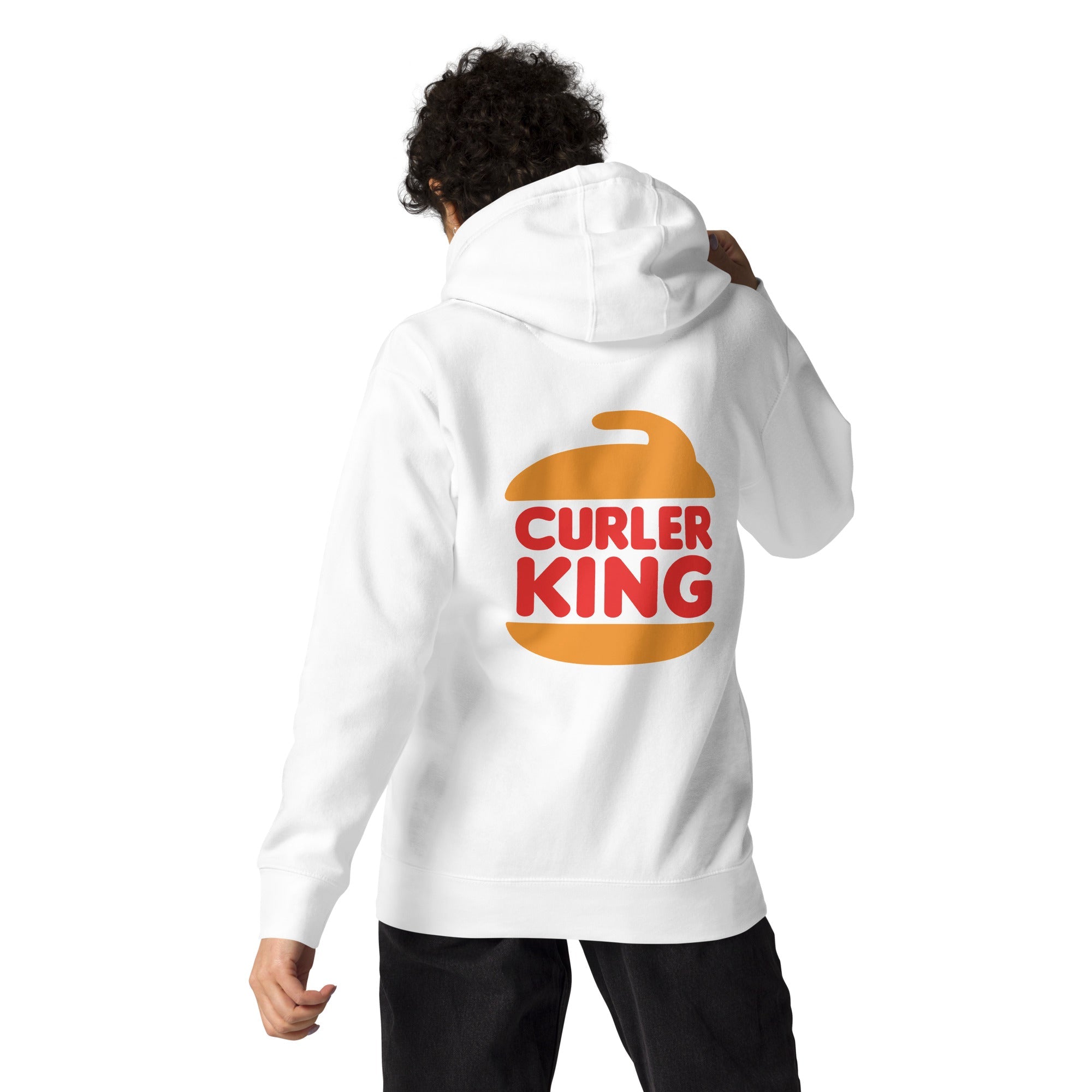 Curler King (WHITE) Unisex Hoodie - Broomfitters