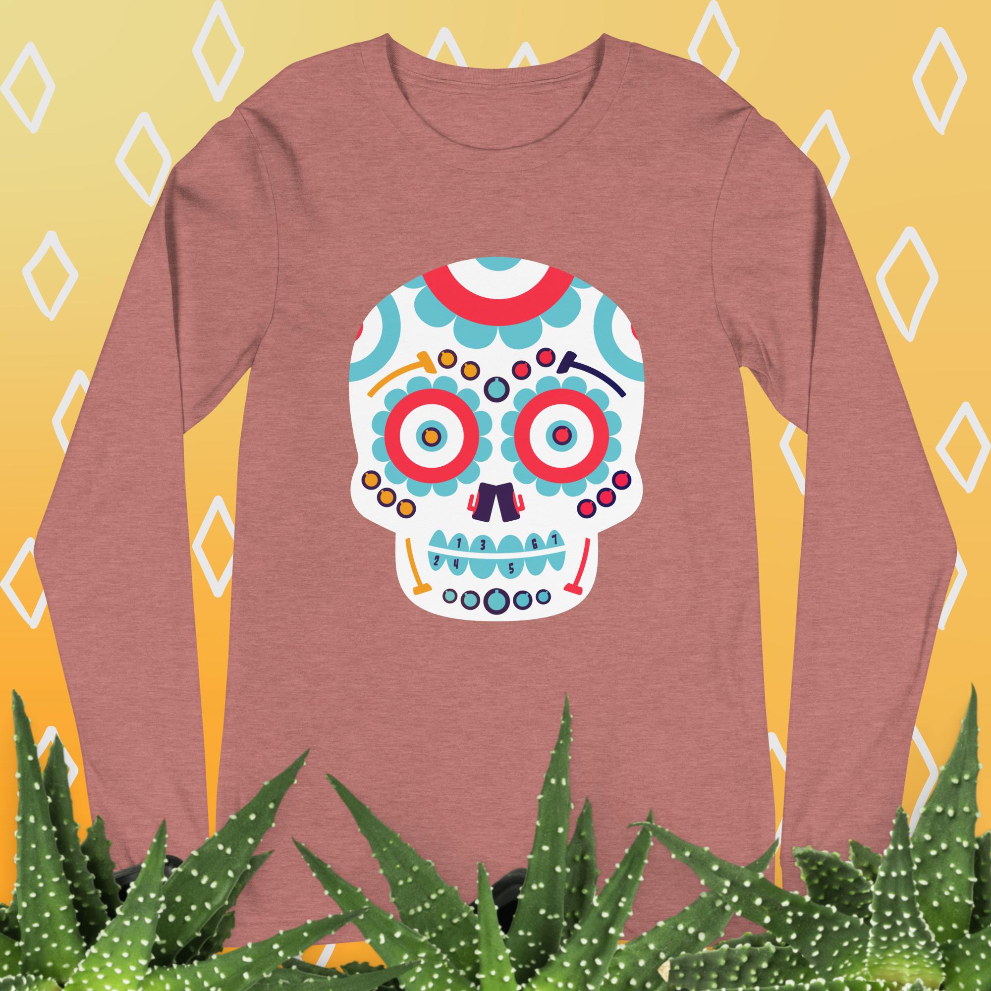 Day of the Dead Curling Skull Unisex Long Sleeve Tee - Broomfitters