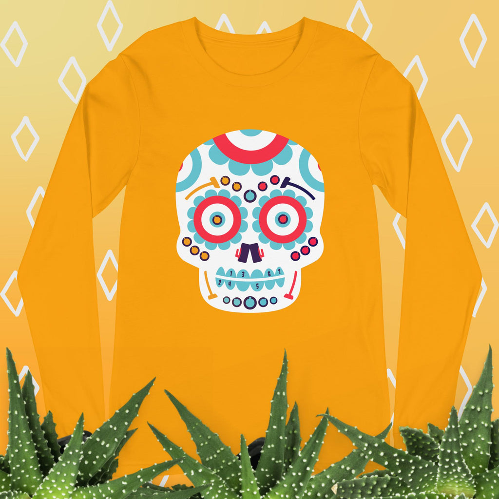 Day of the Dead Curling Skull Unisex Long Sleeve Tee - Broomfitters