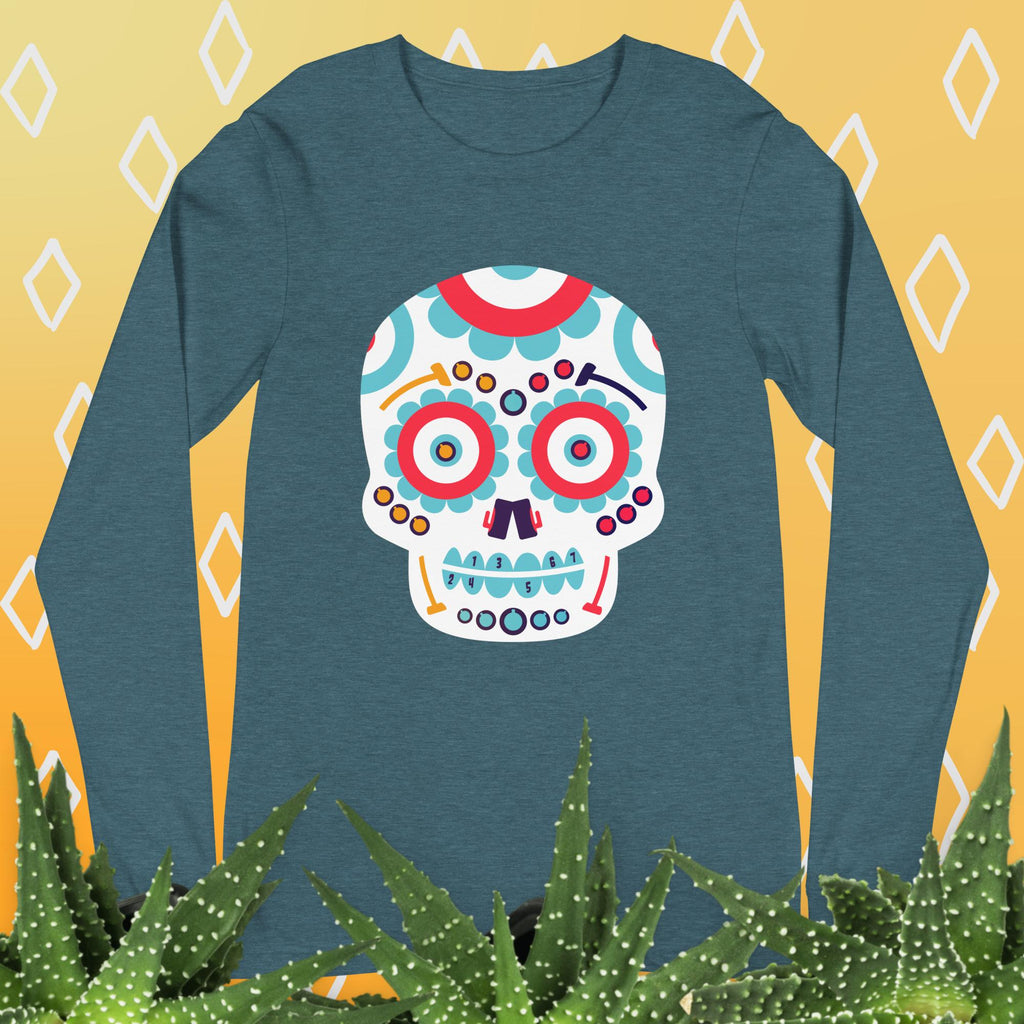 Day of the Dead Curling Skull Unisex Long Sleeve Tee - Broomfitters