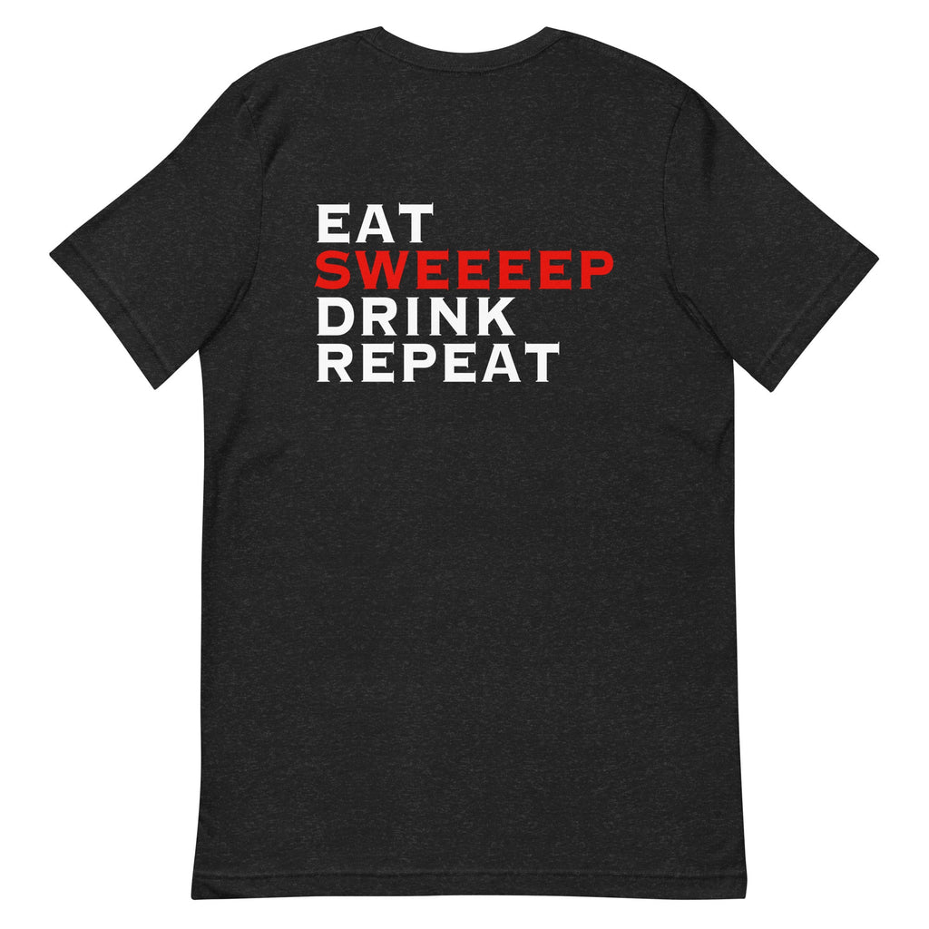 Eat, Sweep, Drink, Repeat - Rail City Curling Club Unisex t-shirt - Broomfitters