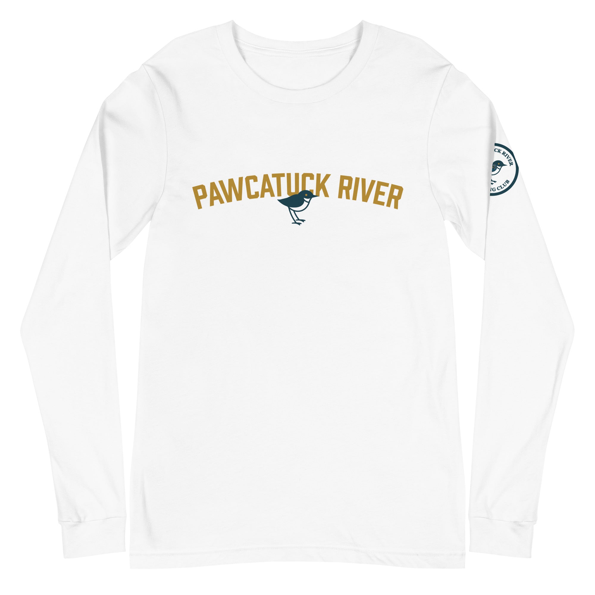 Pawcatuck River Curling Block Text Unisex Long Sleeve Tee - Broomfitters