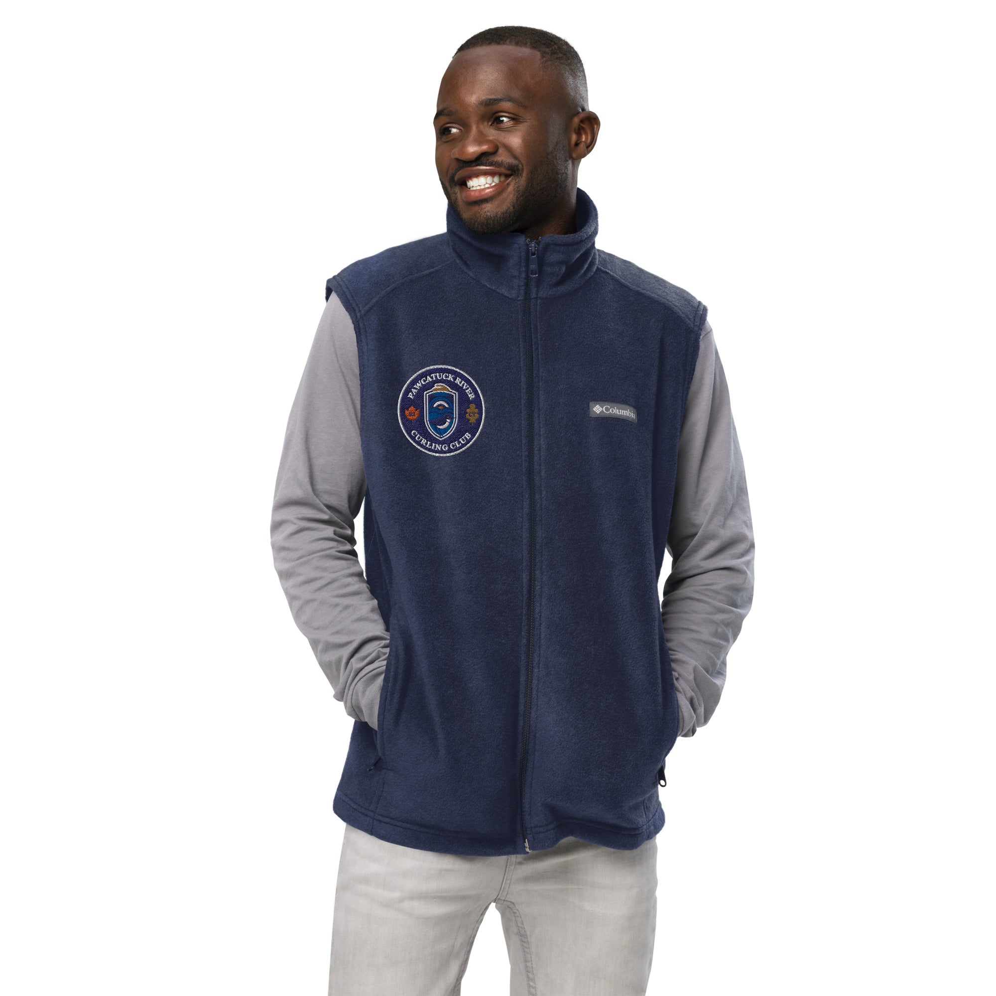 Pawcatuck River Curling Men’s Columbia fleece vest - Broomfitters