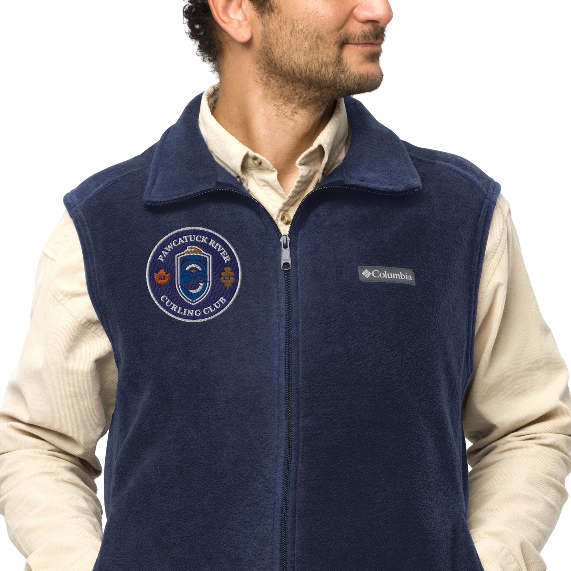 Pawcatuck River Curling Men’s Columbia fleece vest - Broomfitters