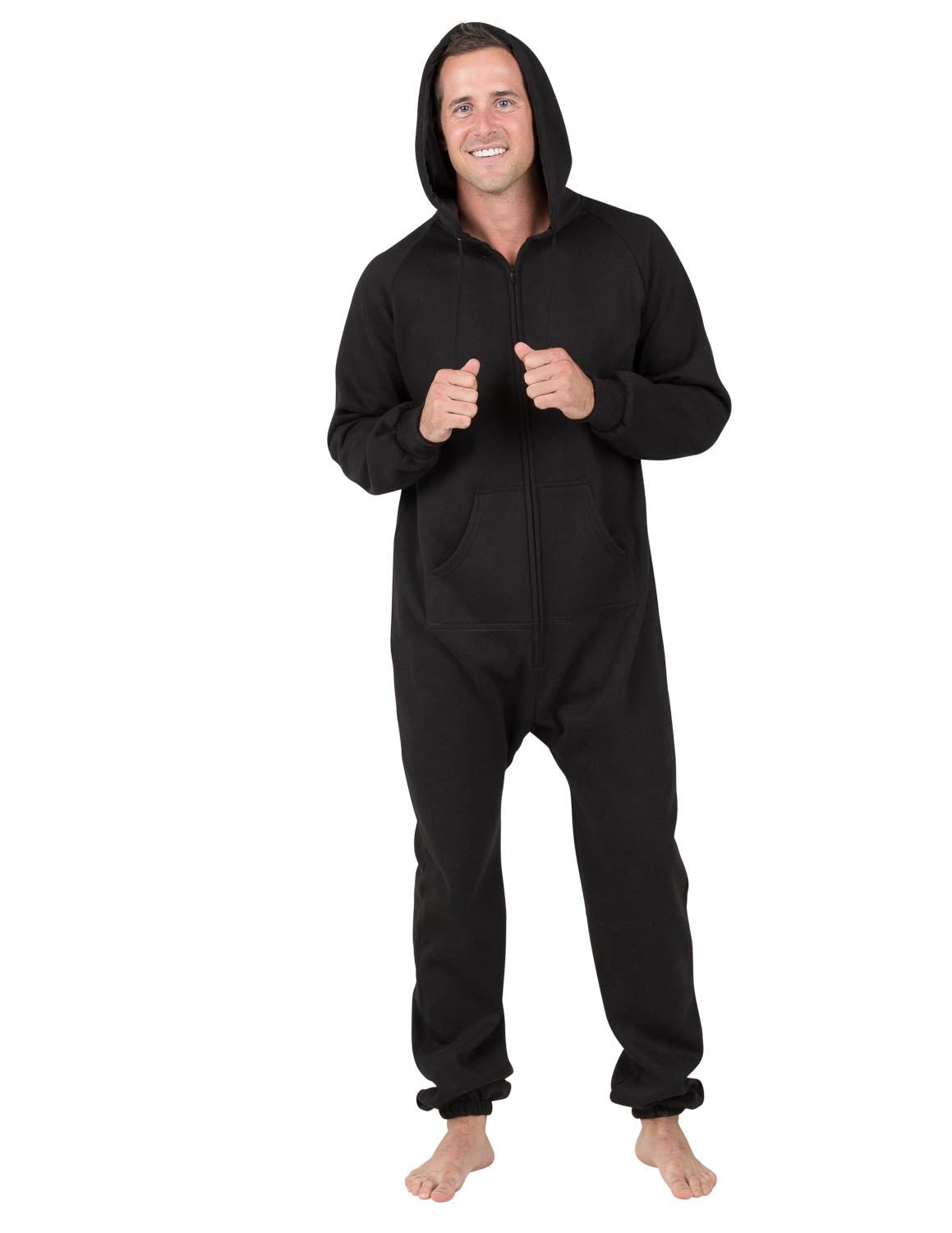 Pitch Black Adult Footless Hoodie Onesie - Broomfitters