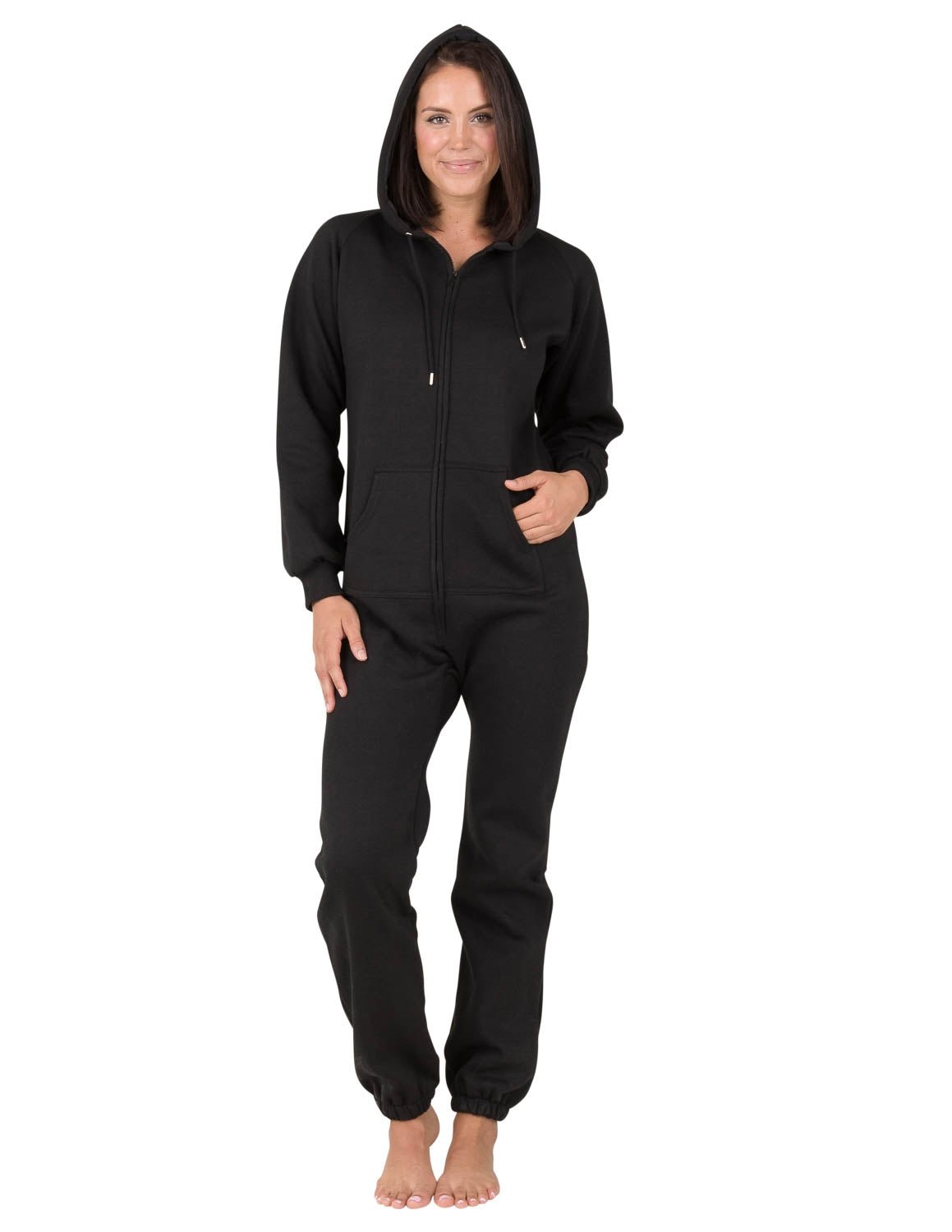 Pitch Black Adult Footless Hoodie Onesie - Broomfitters