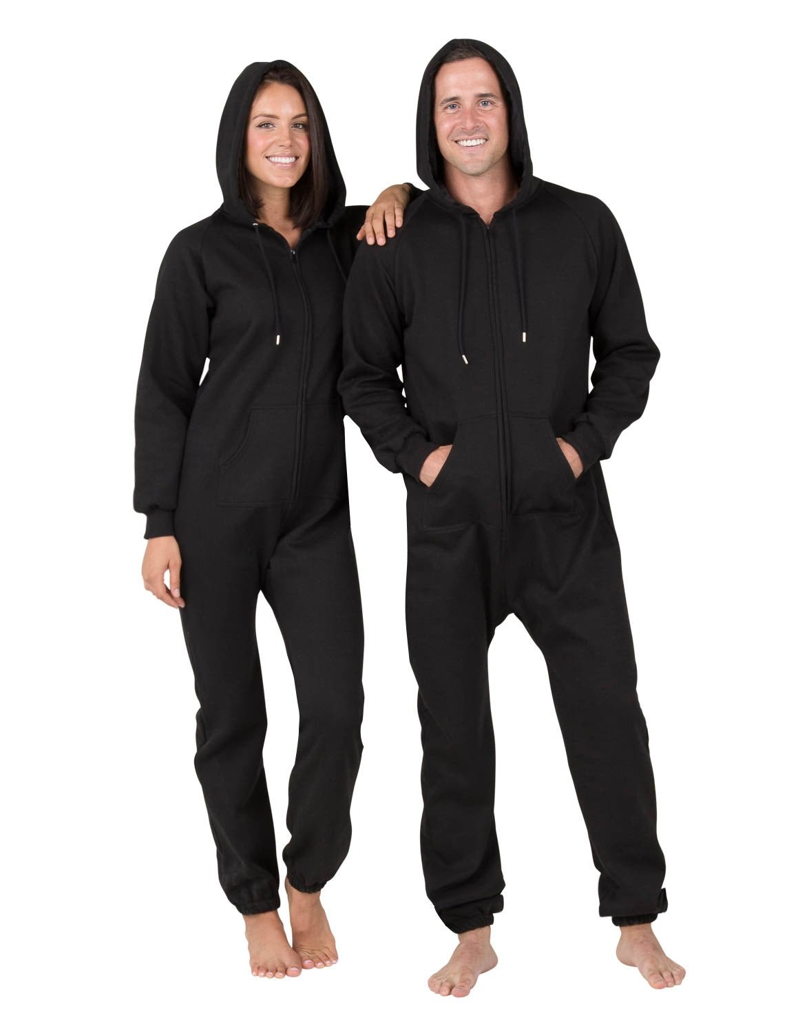 Pitch Black Adult Footless Hoodie Onesie - Broomfitters