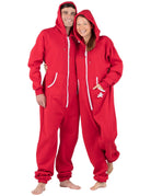 Red & White Adult Footless Hoodie Onesie - Broomfitters