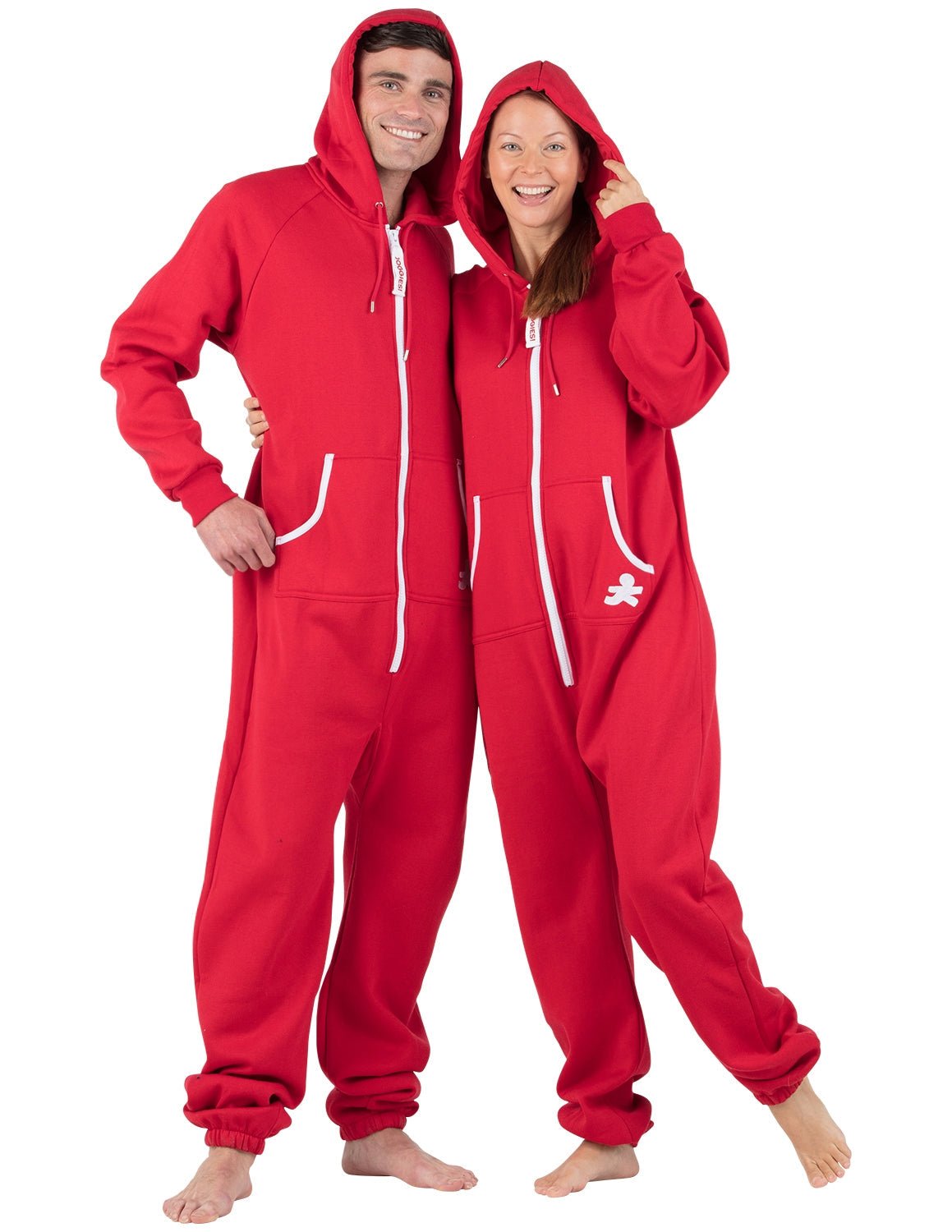 Red & White Adult Footless Hoodie Onesie - Broomfitters