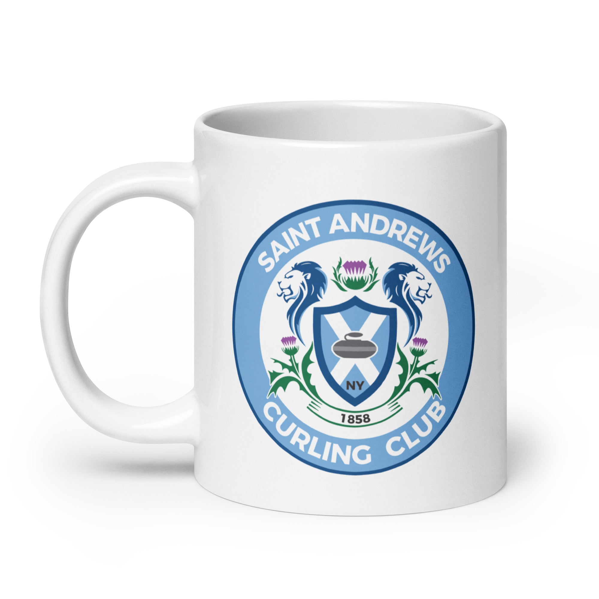 Saint Andrew Curling Club White glossy mug - Broomfitters