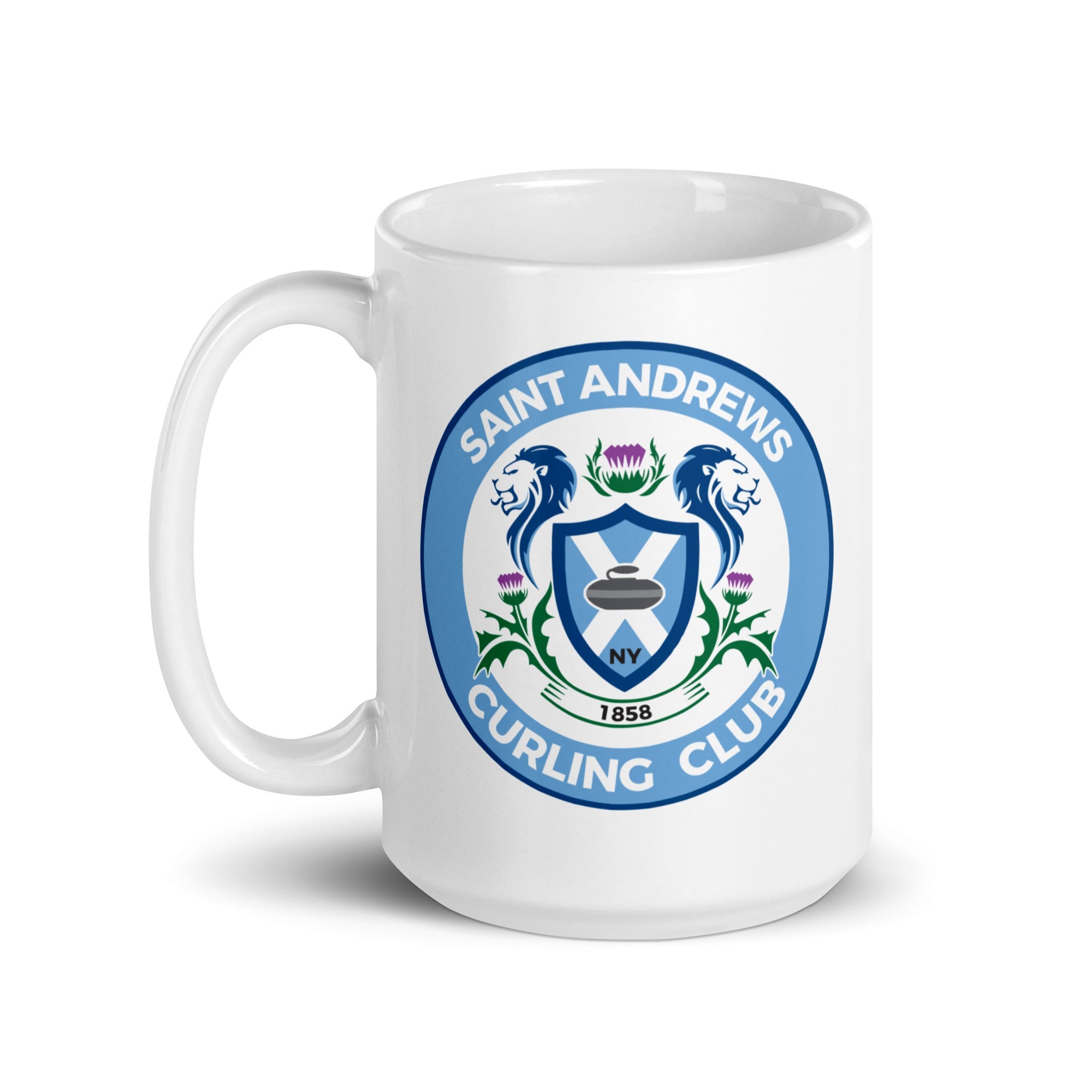 Saint Andrew Curling Club White glossy mug - Broomfitters